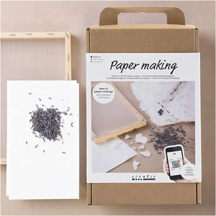 Creotime Easy Kit Papermaking Papierschöpf-Set A5, 18-tlg. Komplettset zur Papierherstellung für 4 A5 Blätter – Bild 2