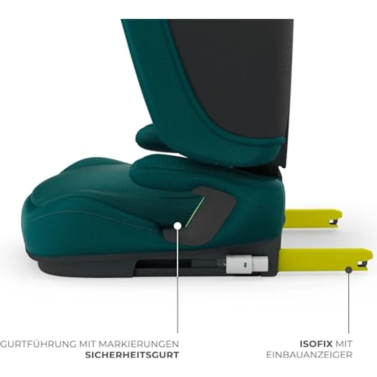 KinderKraft Unity 2 I-Size, Kindersitz mit ISOFIX, 5-fach verstellbarer Rückenlehne, erweiterter Seitenaufprallschutz, Air FLOW Belüftungssystem, faltbares Design, GRÜN – Bild 7