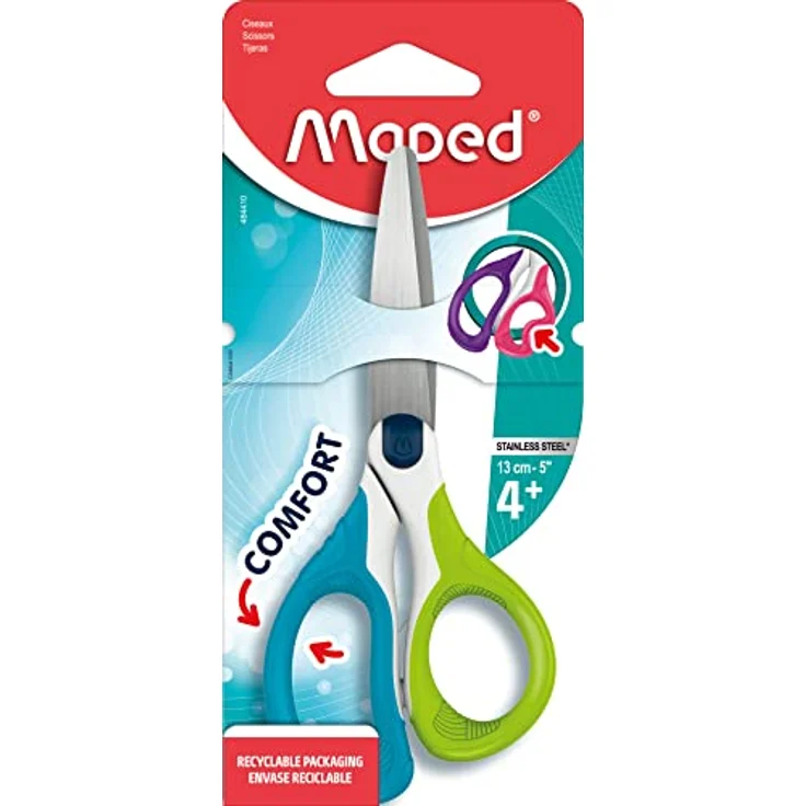 MAPED SENSOFT Papierschere, ergonomische Kinderschere mit flexiblem Griff, hellgrün, 13 cm – Bild 1