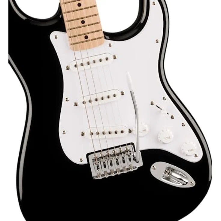 Fender Squier Sonic Stratocaster MN Black, elektrische Gitarre mit Squier Single-Coil Pickups und Tremolo-Bridge, Schwarz – Bild 3