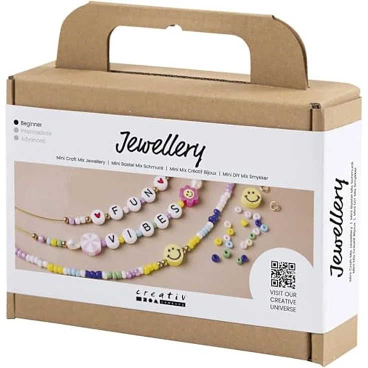 creativ company Kreativset Mini Bastelset Schmuck, Halsketten mit Süßwasserperlen, Holzperlen, Buchstabenperlen und Anleitung – Bild 3