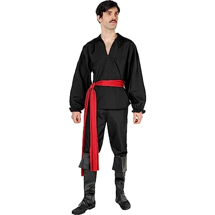 Zorro Schärpe - rote Bauchbinde - Kostüm-Zubehör des schwarzen Rächers für Karneval, Halloween & Motto-Party