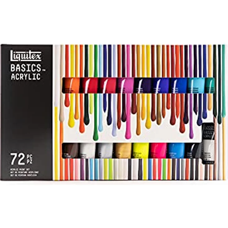 Liquitex 3699401 Basics Acrylfarben Set, 72 x 22ml Tuben, lichtechte Künstler-Acrylfarben mit mittlerer Viskosität, brillante Farbtöne für Acrylmalerei und kreative Projekte – Bild 1
