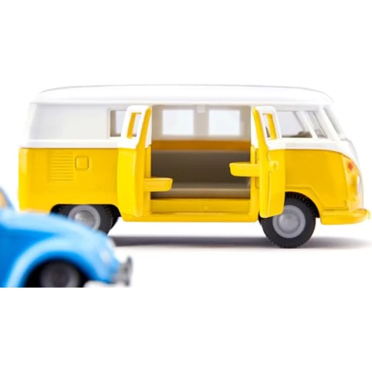 Siku Spielzeug-Bus Siku Super, VW T1 gelb-weiß mit Anhänger und hellblauem VW Käfer (2567) – Bild 3