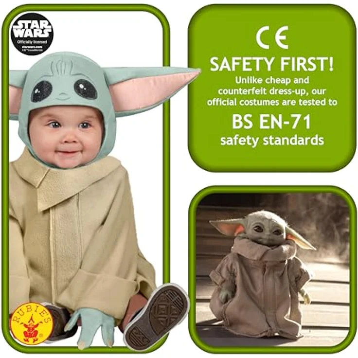 Rubies 3702xxx - The Child, Star Wars The Mandalorian - Baby Yoda Grogu 6-12 Monate – Bild 4