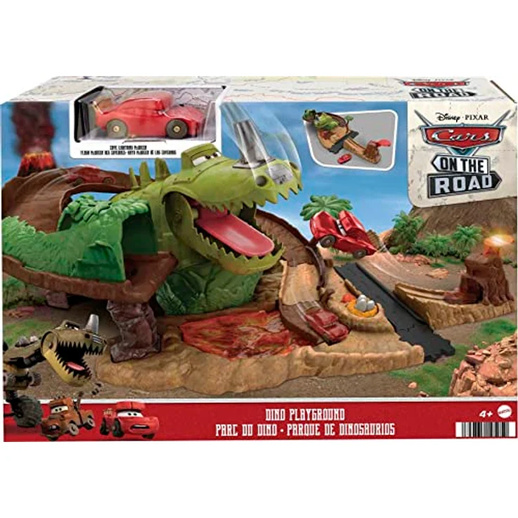 Mattel Disney+ Dino Park Playset, Fahrzeugspielset mit Cave Lightning McQueen und Abschussrampe – Bild 8