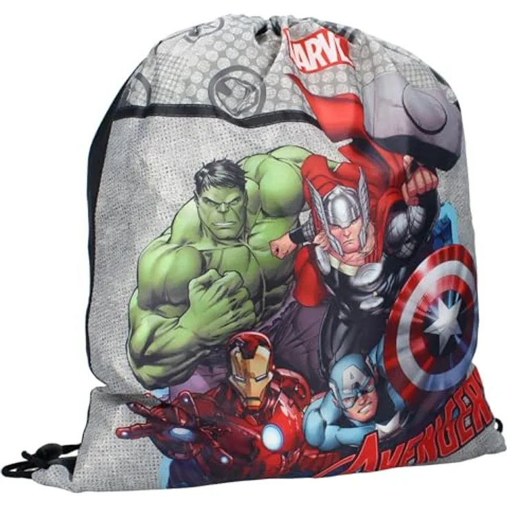 The AVENGERS Turnbeutel Gymbag 44 cm Marvel Taschen für Kinder & Jugendliche, mit auffälligem Avengers-Design