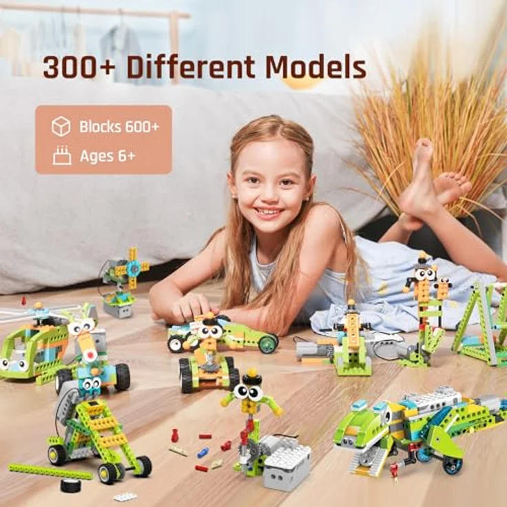 makerzoid Roboter Master Coding Kit, APP-gesteuertes Roboter Spielzeug mit 600+ Bausteinen, 200+ Robotermodellen, 47 Kursen zur Robotik, Grafikprogrammierung und Aufbewahrungsbox – Bild 2