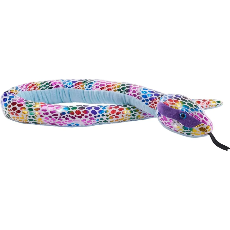 Wild Republic Snakesss 137 cm, Kuscheltier mit Folie im punktierten Regenbogen-Design, realistische Details