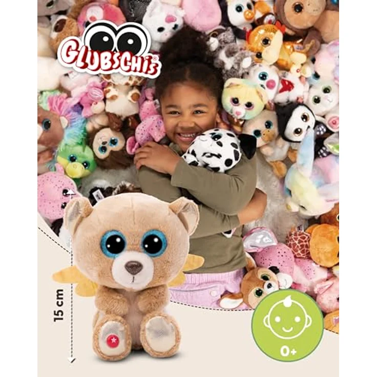 NICI Kuscheltier GLUBSCHIS Bär Glowy Bombo 15cm braun - Weiches Plüsch, Glücksbringer für Kinder & Erwachsene, tolle Geschenkidee – Bild 2