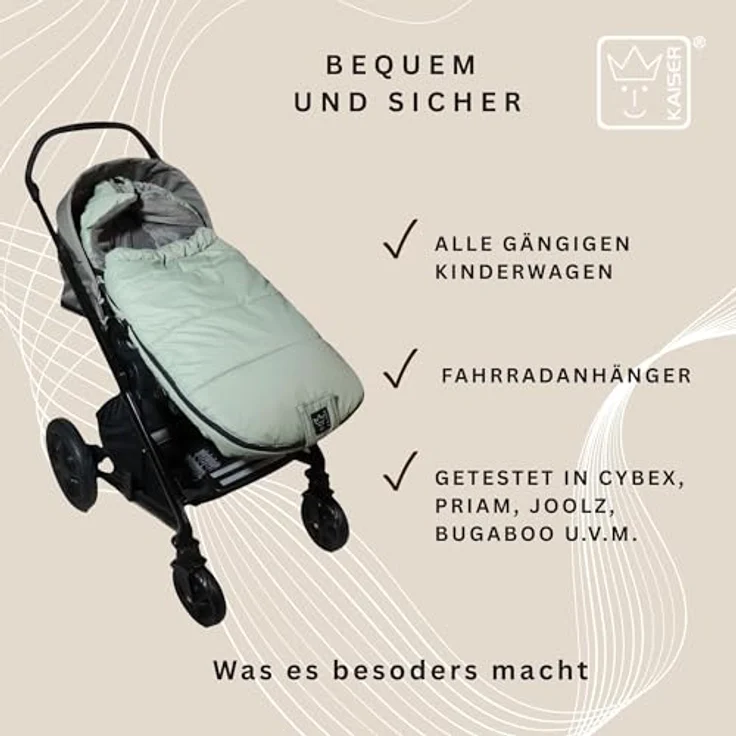 Kaiser Fußsack Akiko Thermo, Kinderwagenfußsack 100 x 45 cm, universal passend für alle Gurtsysteme, pflegeleicht bei 30 Grad – Bild 6