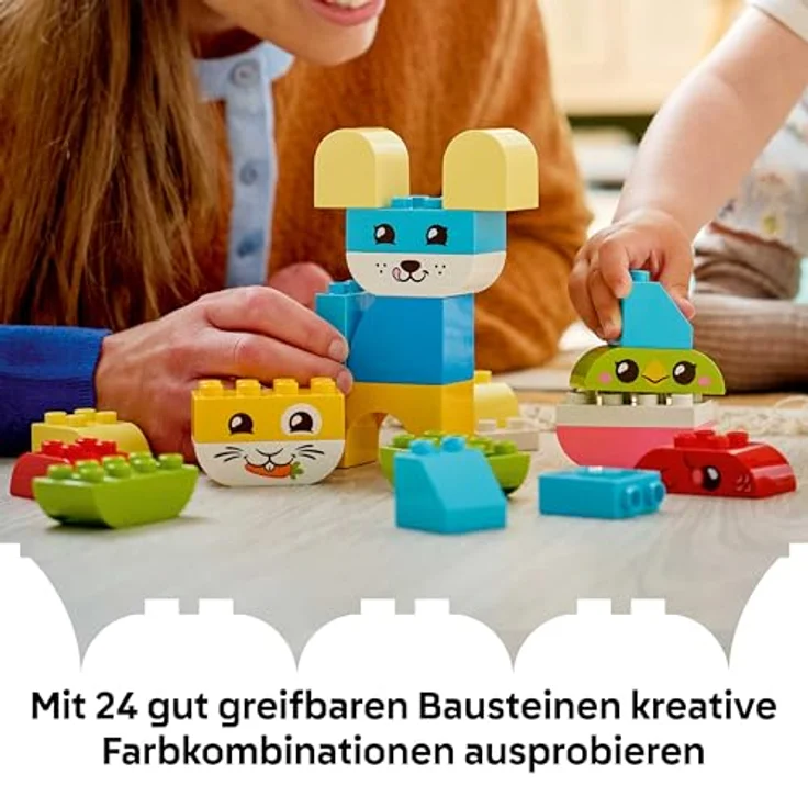 LEGO DUPLO 3-in-1 Kreative Tiere, Kleinkinder Lernspielzeug zur Förderung der Feinmotorik mit Hund, Katze, Vogel und Fisch, ab 1 Jahr, 10477 – Bild 4
