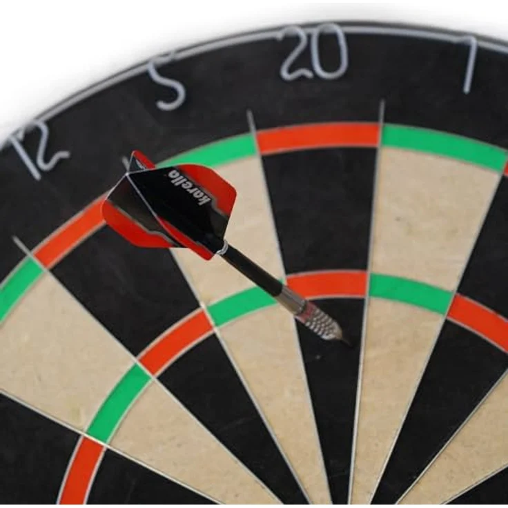 Karella Dartboard "BullOut", Profi-Dartboard aus brasilianischem Sisal mit 45 cm Durchmesser, inkl. 2 Satz Steeldarts und Wandhalterung – Bild 6