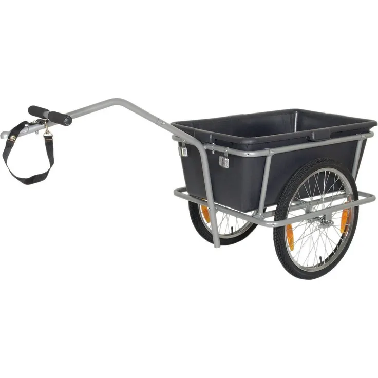 Blue Bird Big Cargo Trailer, Fahrradlastenanhänger mit 45 l Volumen, schwarz-grau, 20 Zoll, max. 100 kg als Handwagen, max. 40 kg als Fahrradanhänger