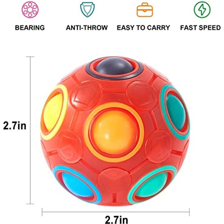 Vdealen Regenbogenball, Magischer Puzzleball aus Sicherheits-ABS, 7 cm Durchmesser, Pädagogisches Stressabbau-Spielzeug für Kinder, Teens & Erwachsene – Bild 2