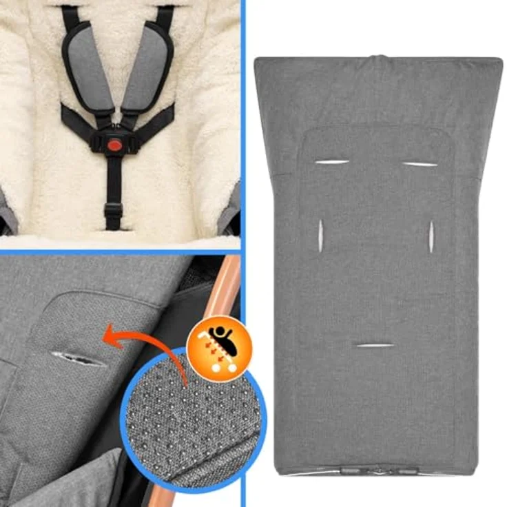 Monzana Babyfußsack Handwärmer Wetterfest Reflektoren-Streifen Reißverschluss abnehmbares Fußteil Waschbar Kinderwagen Winter Fußsack 90x60 cm – Bild 7