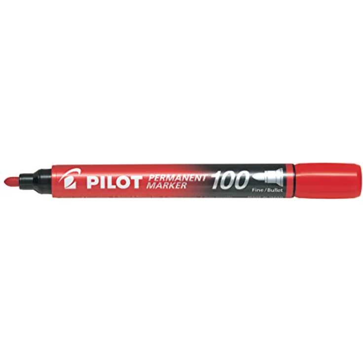 PILOT Permanent Marker 100 mit Rundspitze, 4er Set (Blau, Schwarz, Rot, Grün) – Bild 4