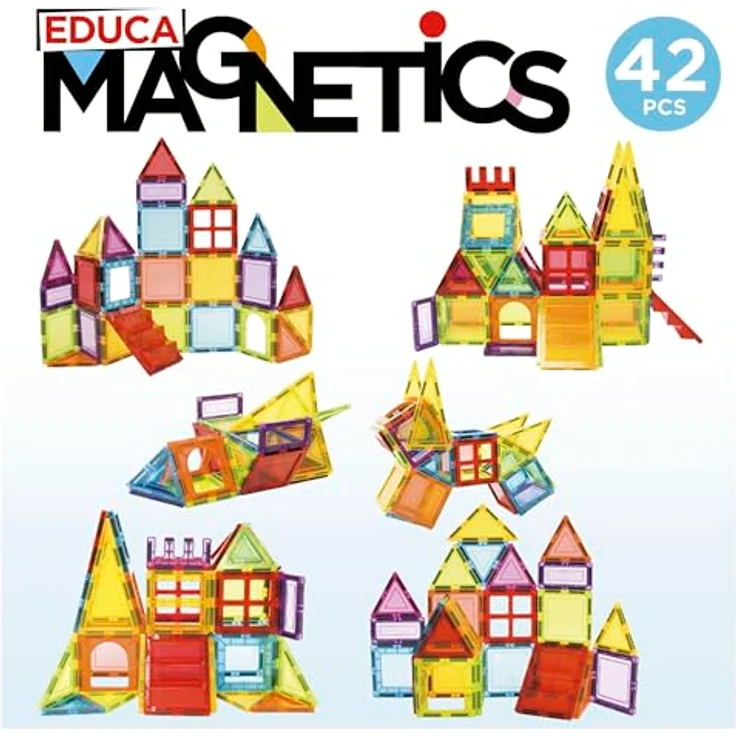 Educa Magnetic, 42-teiliger 3D-Baukasten aus hochwertigen Magnetbausteinen, STEM-Spielzeug für kreative Bauten, sicher für Kinder ab 3 Jahren – Bild 4