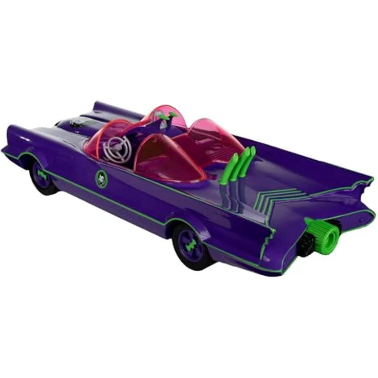 McFarlane Toys DC Retro Batman 66 Batmobil with Joker, detailreiches Fahrzeug mit beweglichen Rädern und rotierenden Lenkern, Gold Label – Bild 9
