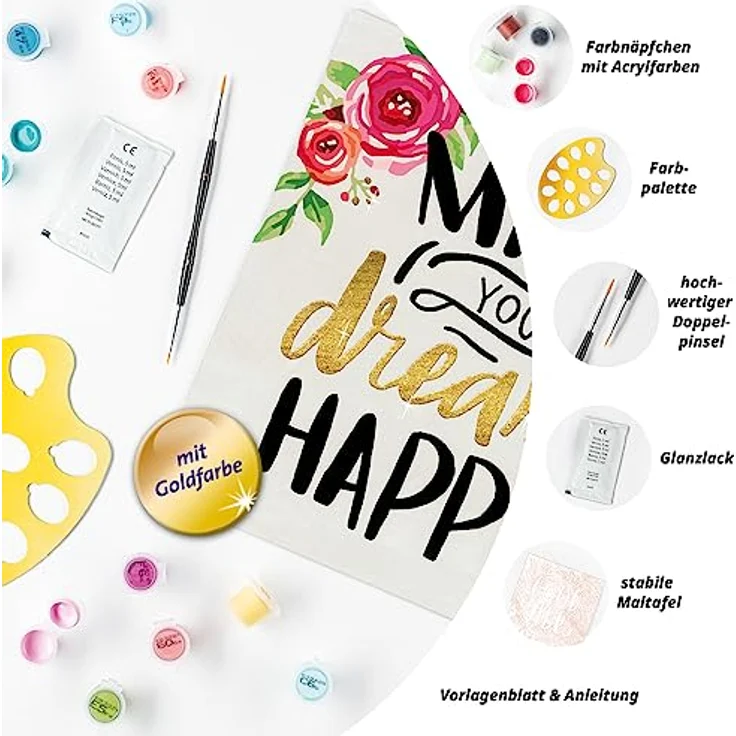 Ravensburger 29028 - CreArt, Malen nach Zahlen, Make your dreams happen, 20x20cm, Malset – Bild 5