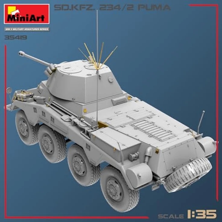 Other 1:35 Sd.Kfz.234/2 Puma, Modellfahrzeug mit beweglichen Kettengliedern und 6 Varianten-Optionen – Bild 13