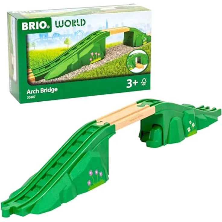 BRIO® Spielzeugeisenbahn-Brücke, Modulare Brücke, Made in Europe, FSC®-zertifiziert, robust und stabil – Bild 1