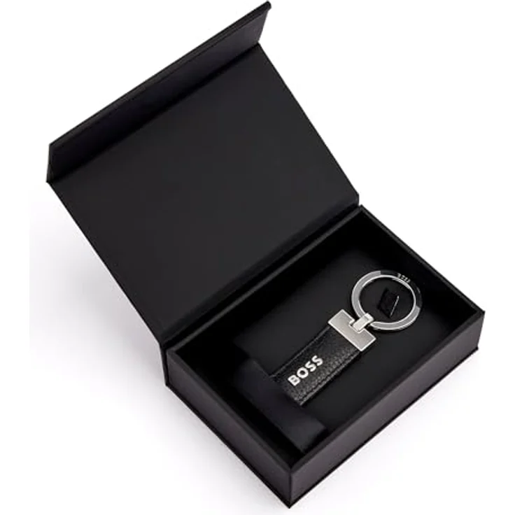 BOSS Schlüsselanhänger Classic Grained, Leder mit Schlüsselring, schwarz – Bild 4