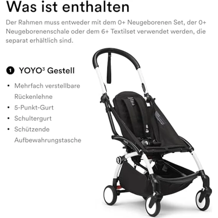 Stokke Kinder-Buggy YOYO³ Gestell - Kompaktes Faltsystem, mitwachsend, Flugzeug tauglich – Bild 2