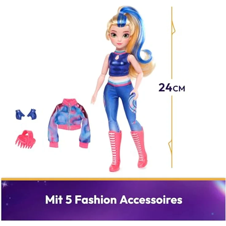 Spin Master Anziehpuppe Unicorn Academy - Fashion Doll - Isabel, 24 cm große Ankleidepuppe mit original Reit-Outfit und 9 Bewegungspunkten, blond mit blauer Strähne – Bild 2