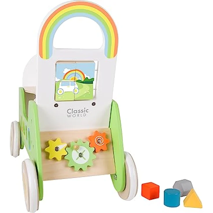 Classic World Lauflernwagen mit Puzzle, drehbaren Rädchen und Formen zum Sortieren, für motorische Fähigkeiten, bunt – Bild 6