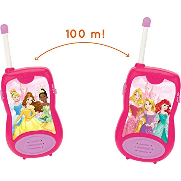 Lexibook TW12DP Princess Prinzessinen Disney Prinzessinnen Cinderella Rapunzel Ariel Walkie-Talkies, Spielspielzeug Kommunikation Kind Mädchen, Gürtelclip, batteriebetrieben, pink – Bild 3