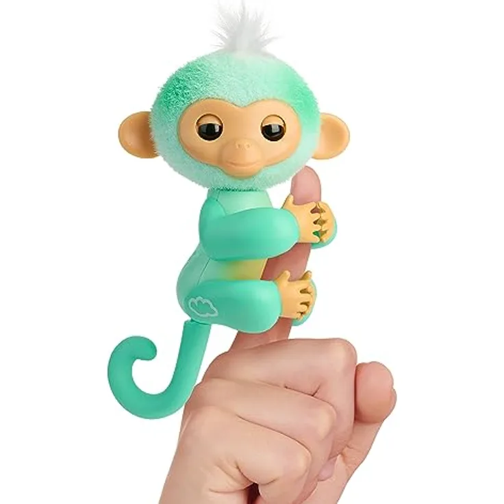 Fingerlings 2.0 Monkey Teal AVA, interaktives Funktionsplüsch-Spielzeug mit weichem, buntem Haar und Bewegungs- sowie Berührungsreaktion