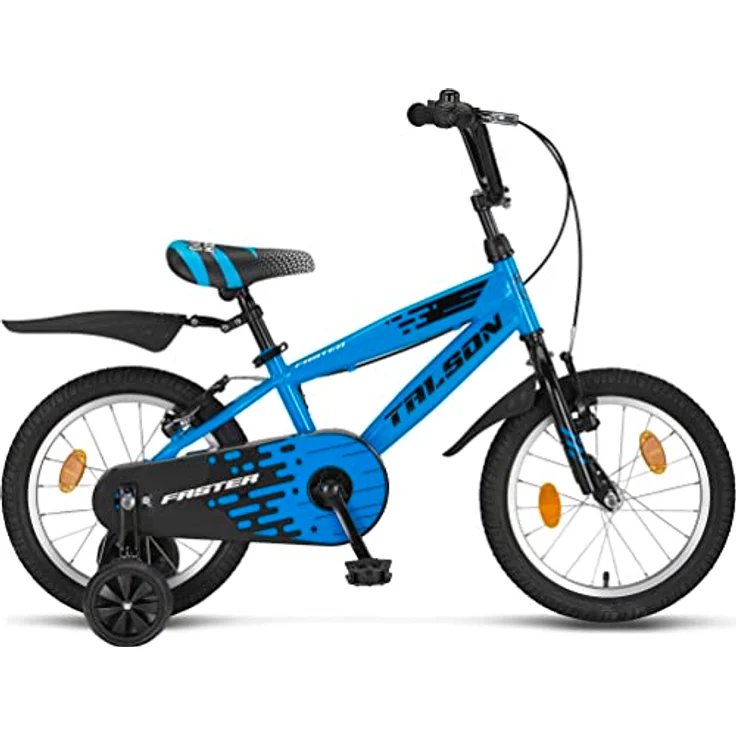 Talson Kinderfahrrad 16 Zoll Single Speed, inkl. Kettenschutz, Stützräder und Zubehör Schwarz – Bild 3