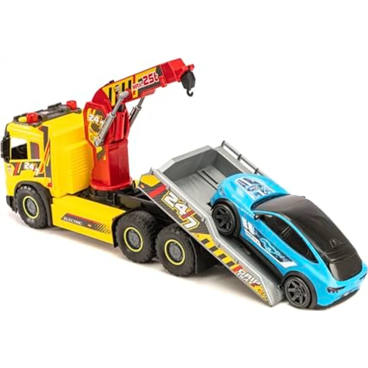 Dickie Toys Giant Tow Truck, Volvo FMX, mit Licht & Sound, manuellem Kran und Kippfunktion, Ladefläche – Bild 2