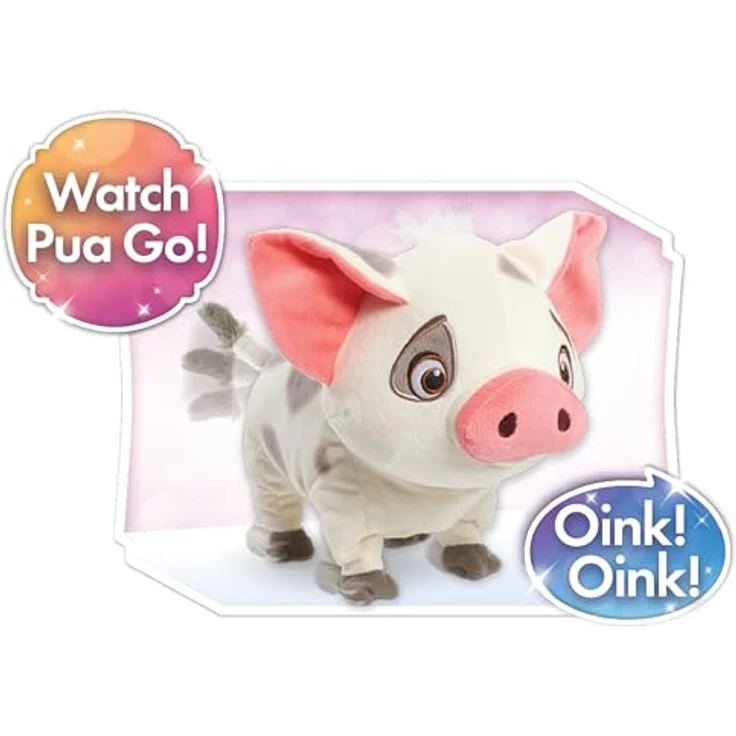 Just Play Disney Princess Moana Walk & Snort Pua Plüschtier, 20 cm, superweicher Stoff, Geräusche, Bewegung, Schwein, Kinderspielzeug, ab 3 Jahren, rosa – Bild 3