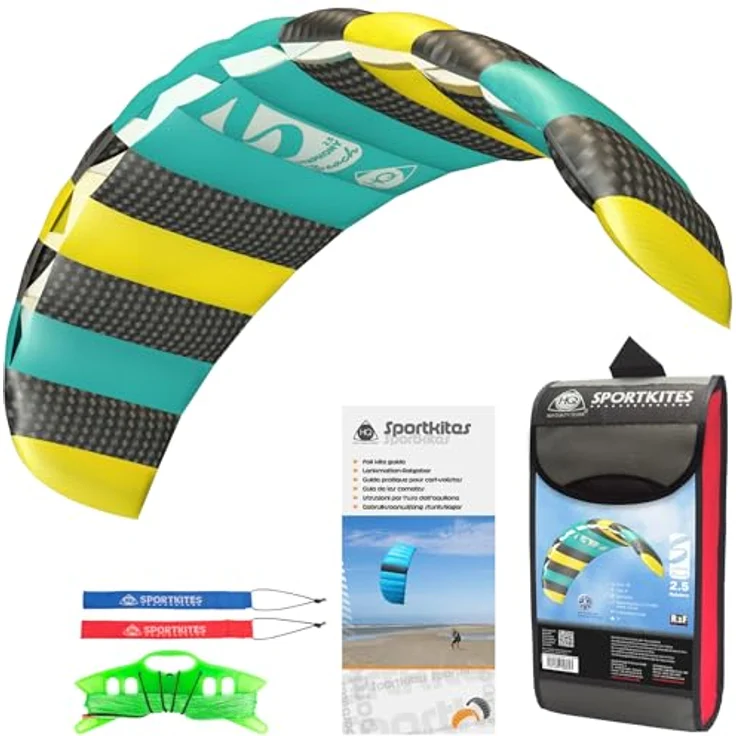 HQ Lenkmatte Symphony Beach III 2.5 Aqua, 2-Leiner Freizeit Lenkdrachen mit perfekter Flugeigenschaft und hochwertigem Ripstop-Polyester – Bild 1