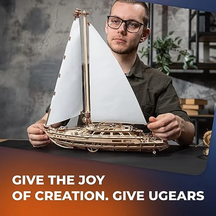 UGEARS Serenitys Traum Segelschiff Modellbausatz - Holzpuzzle 3D Schiff für DIY Liebhaber – Bild 4