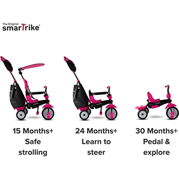 SmarTrike Vanilla Plus Dreirad, 3in1 Umbaumöglichkeit für Kinder von 15 Monaten bis 3 Jahren, mit Sonnenschutzdach und praktischer Tasche – Bild 4