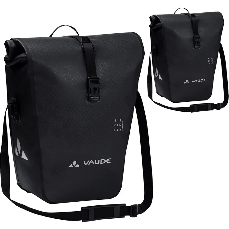 VAUDE Aqua Back recycelt Doppeltasche, Hinterradtasche für Kinderfahrrad, wasserdicht, 48 Liter, schwarz