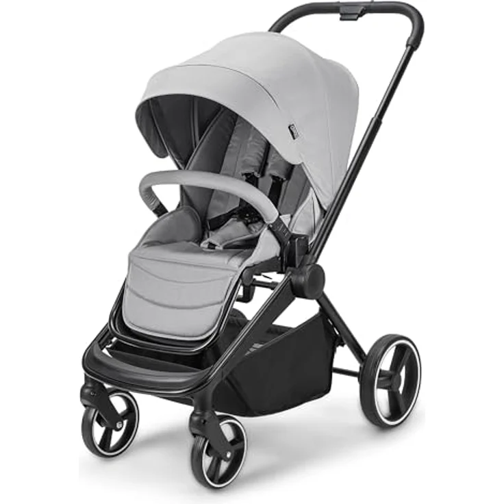 Booboo Kinderwagen Jazzi 2 in 1 Kombi-Kinderwagen inkl. Babywanne mit Matratze, Sportwagen, Sportsitz mit Liegefunktion, Zusammenklappbar - Grey – Bild 4