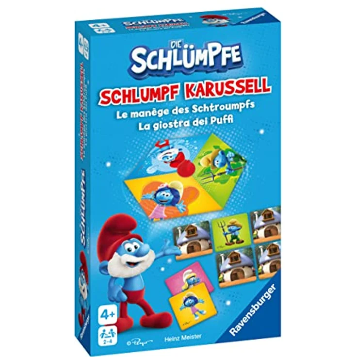 Ravensburger Mitbringspiel - 20990 - Schlumpf Karussell, das spannende Kreisel-Merkspiel für kleine und große Schlumpf-F – Bild 3