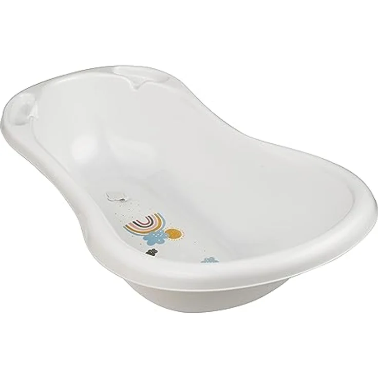 keeeper Rainbow Ergonomische Babywanne mit Stöpsel, Ab 0 bis ca. 12 Monate, 84 cm, Maria, Weiß – Bild 3