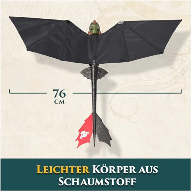 Dreamworks Dragons Ohnezahn, fliegender Drache mit Fernbedienung, 76 cm Flügelspannweite, USB-aufgeladen, Spielzeug für Kinder ab 4 Jahren – Bild 3