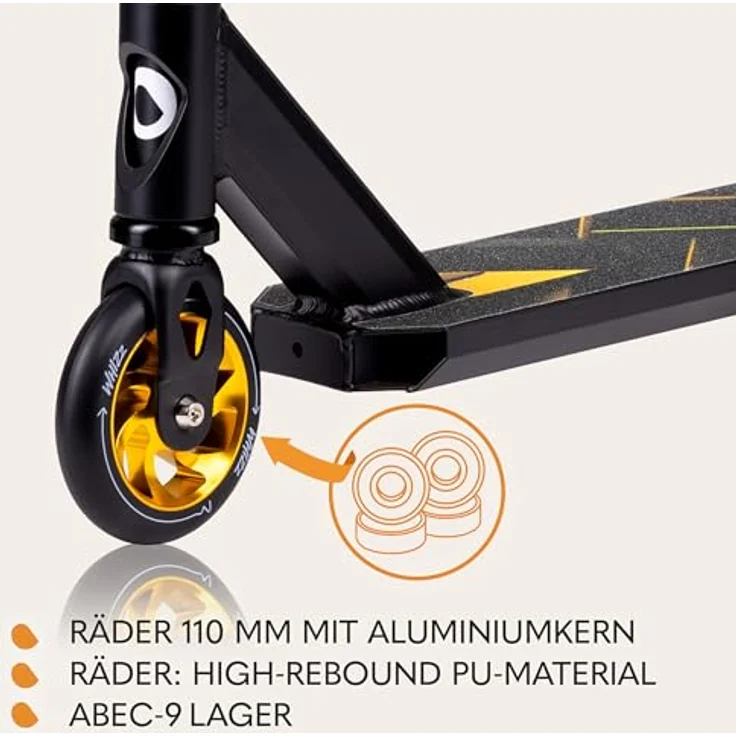 Lionelo WHIZZ Stunt Scooter, ABEC-9 Kugellager, Aluminium Deck, breiter T-Rohr Lenker, einzigartiges Design, blau – Bild 3