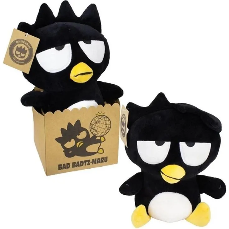 SANRIO Hello Kitty Badtz-Maru Plüschfigur, 27 cm, schwarz mit gelbem Schnabel