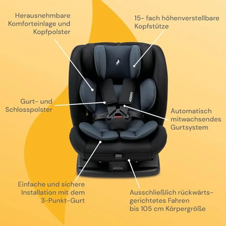 Osann Autokindersitz Huddle 2, Reboarder Kindersitz ohne Isofix, 40-150 cm, Baby Autositz – Bild 2