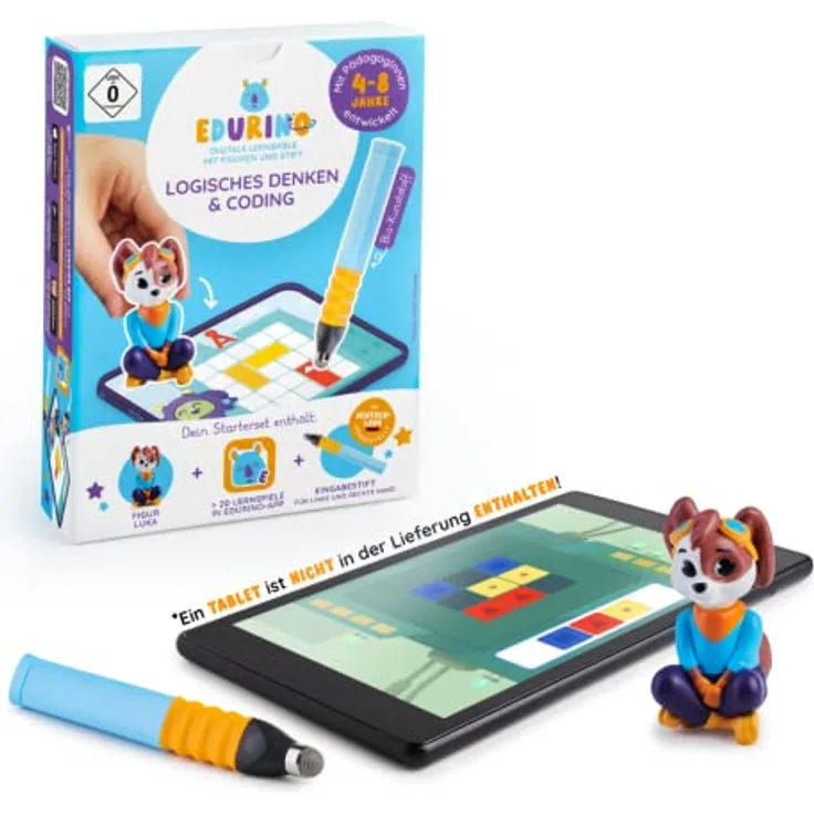 Edurino Starterset Luka Logisches Denken & Coding ab 4 Jahren inkl. App I Innovatives & digitales Lernspiel I Spielerisch Strukturen & Muster erkennen I Rätseln & Knobeln | Logisch Denken