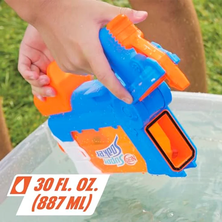 NERF Super Soaker Flip Fill Wasserblaster, 4 Spritz-Arten, schnelles Befüllen, 887 ml Tank, Wasserspielzeug – Bild 2