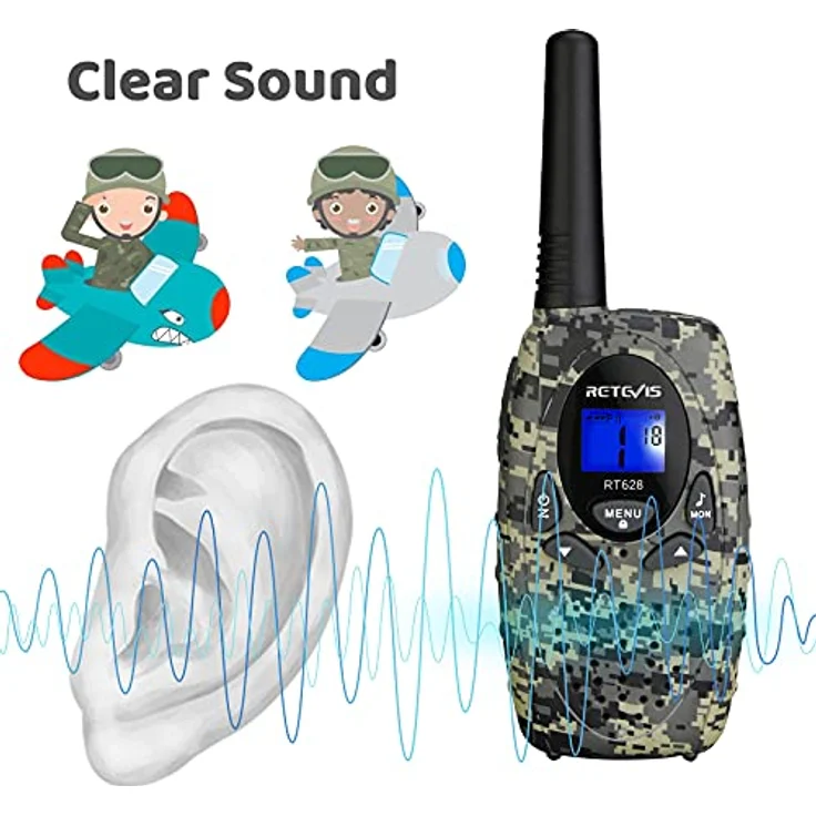 Retevis RT628 Walkie Talkie Kinder, Große Reichweite Funkgerät, Einfache Handhabung PMR446 Spielzeug ab 3-12 Jahre, Spy Gear, Reisen, 1 Paar, Tarnung – Bild 6
