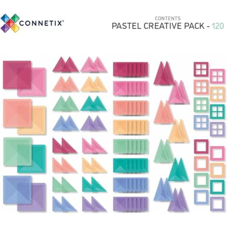 Connetix Magnetspielbausteine Pastel Creative Pack verstärkte Magnete pädagogisches Lernspiel (Open Play, 120 Teile) ab 3 Jahren – Bild 6